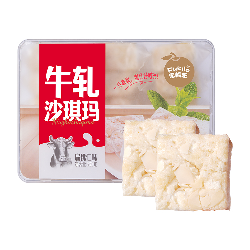 富崎乐（FUKILO） 230g*2盒 富崎乐扁桃仁味牛轧沙琪玛 230g/盒 2盒装  （单位：盒） 富崎乐扁桃仁味牛轧沙琪玛 230g/盒 2盒装