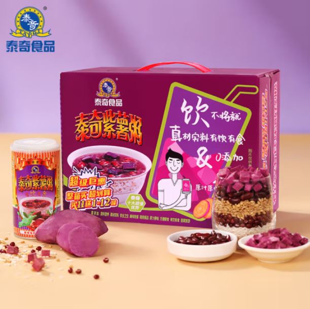 泰奇 紫薯粥370g*12罐礼盒 泰奇紫薯粥370g*12罐礼盒  （单位：箱） 泰奇紫薯粥370g*12罐礼盒