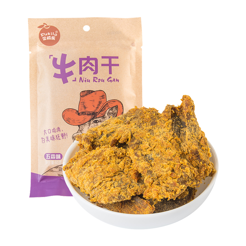 富崎乐（FUKILO） 60g*3袋 富崎乐五香味牛肉干 60g/袋 3袋装  （单位：袋） 富崎乐五香味牛肉干 60g/袋 3袋装