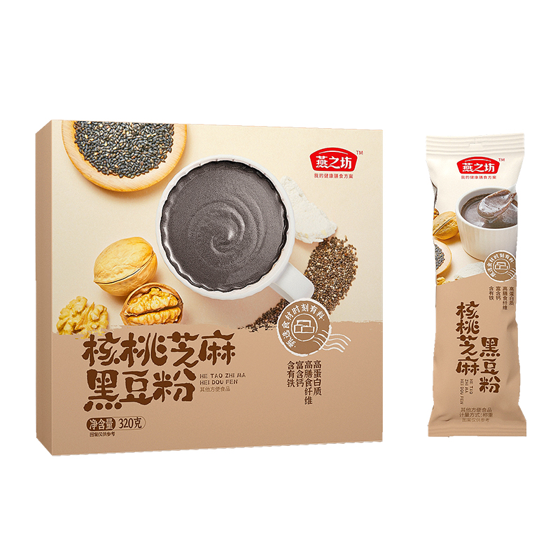 燕之坊 320g*20盒/件 燕之坊核桃芝麻黑豆粉320g/盒  （单位：盒） 燕之坊核桃芝麻黑豆粉320g/盒