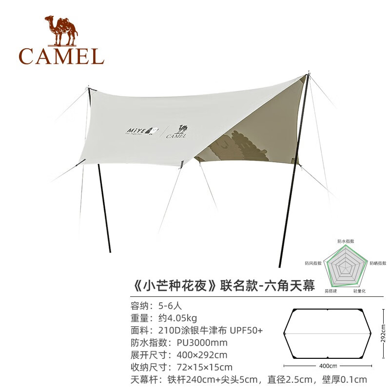 骆驼(CAMEL) 173BANA073 骆驼小芒联名六角防晒天幕173BANA073  （单位：个） 骆驼小芒联名六角防晒天幕173BANA073