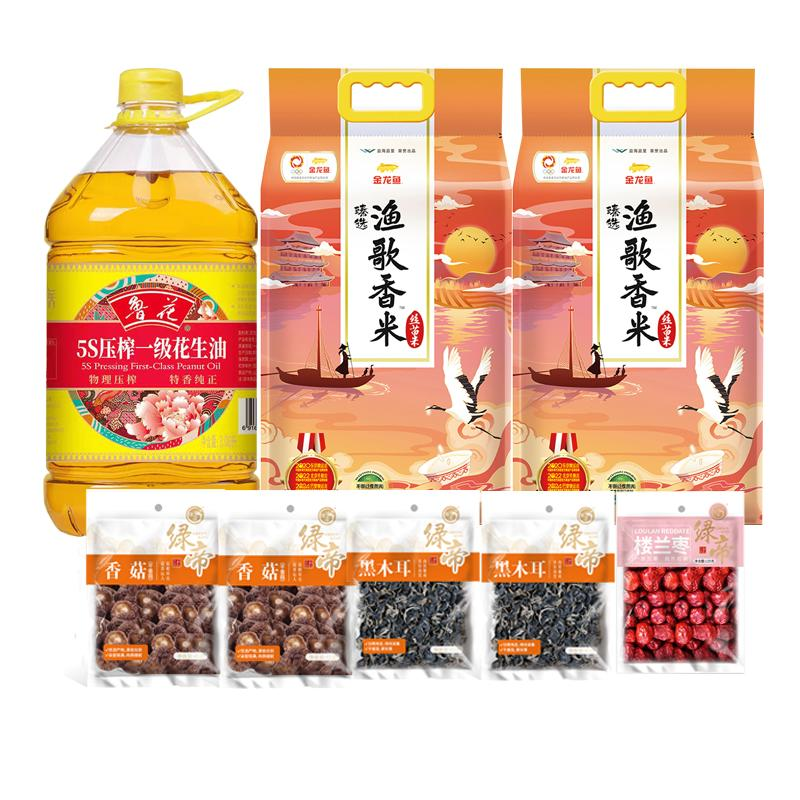 金龙鱼 10.215KG+3.08L 300元档 金龙鱼鲁花绿帝 粮油干货组合 10.215KG+3.08L 300元档  （单位：件） 金龙鱼鲁花绿帝 粮油干货组合 10.215KG+3.08L 300元档