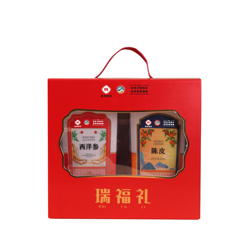 食尚知补 西洋参 陈皮瑞福礼组合 食尚知补 家用礼盒套装西洋参 陈皮瑞福礼组合（100g*2）  （单位：盒） 食尚知补 家用礼盒套装西洋参 陈皮瑞福礼组合（100g*2）