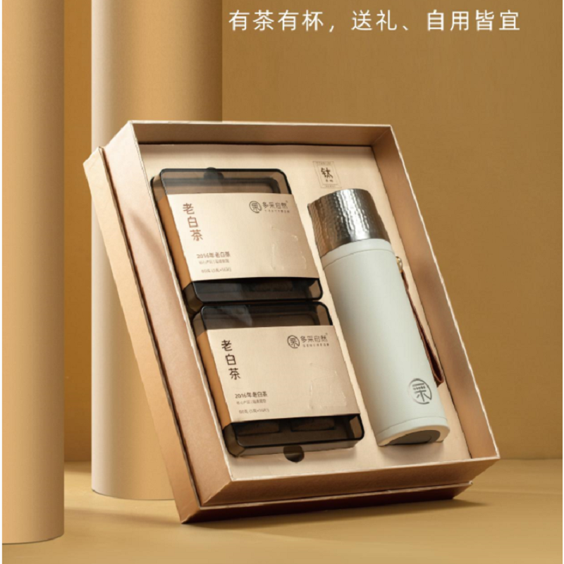 多采自然 保温杯+茶叶 多采自然 随行保温杯套组（2016年老白茶160克+钛茶格保温杯500ml）  （单位：套） 多采自然 随行保温杯套组（2016年老白茶160克+钛茶格保温杯500ml）