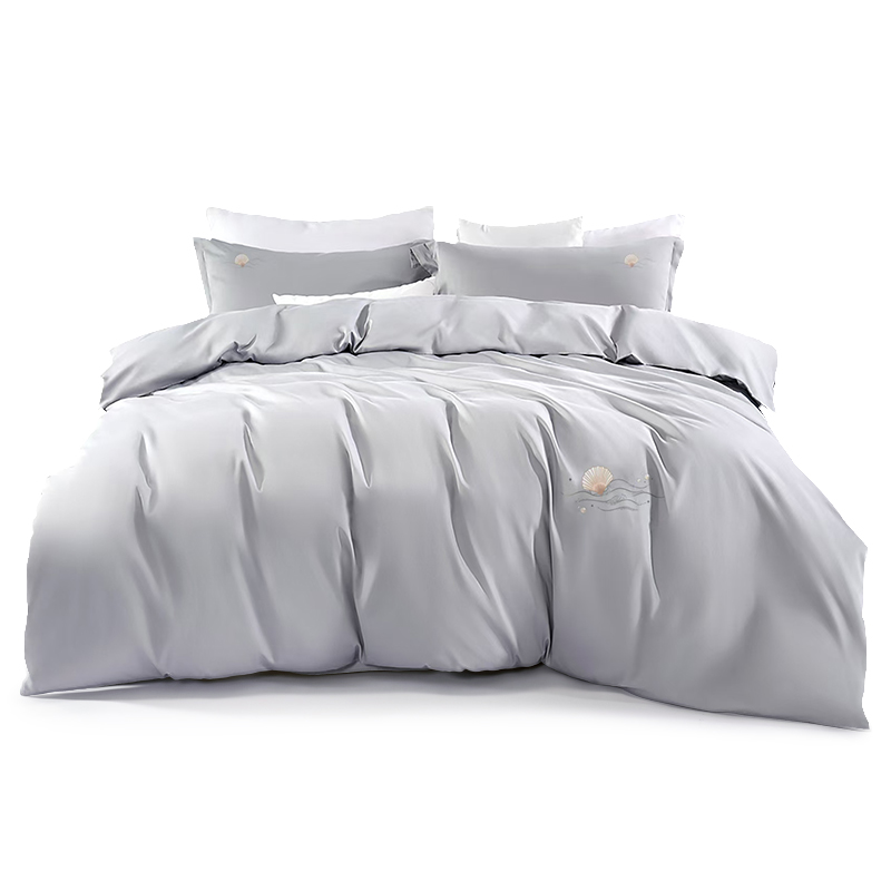水星家纺（MERCURY） 220*240cm 水星家纺珀海晨雾 60支长绒棉贡缎四件套220*240cm  （单位：套） 水星家纺珀海晨雾 60支长绒棉贡缎四件套220*240cm
