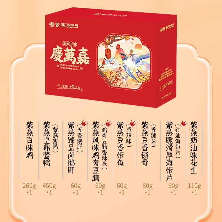 紫燕百味鸡 1120g 紫燕百味鸡熟食庆万嘉1120g  （单位：盒） 紫燕百味鸡熟食庆万嘉1120g