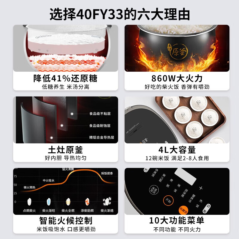 九阳（Joyoung） F-40FY33 九阳电饭煲F-40FY33榛果金4L  （单位：台） 九阳电饭煲F-40FY33榛果金4L