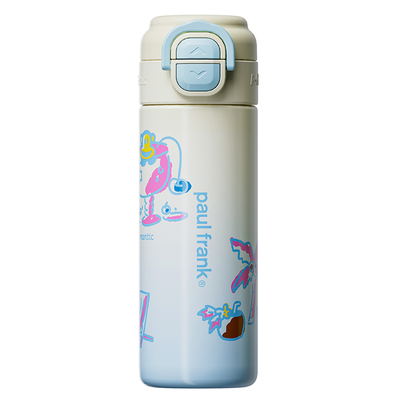 大嘴猴 PF135A 大嘴猴（Paul Frank）渐变双饮保温杯PF135A-海盐蓝  （单位：个） 大嘴猴（Paul Frank）渐变双饮保温杯PF135A-海盐蓝