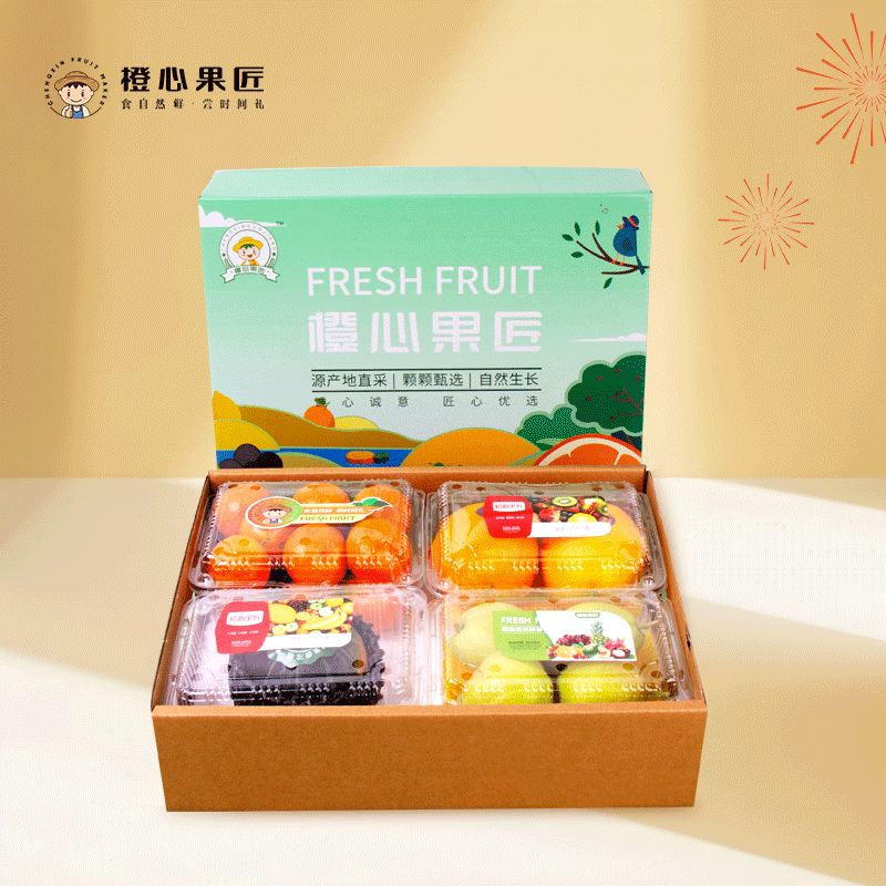 橙心果匠 整箱：4种/约重1.4kg 橙心果匠水果拼装礼盒果然有爱-98型整箱：4种/约重1.4kg  （单位：箱） 橙心果匠水果拼装礼盒果然有爱-98型整箱：4种/约重1.4kg