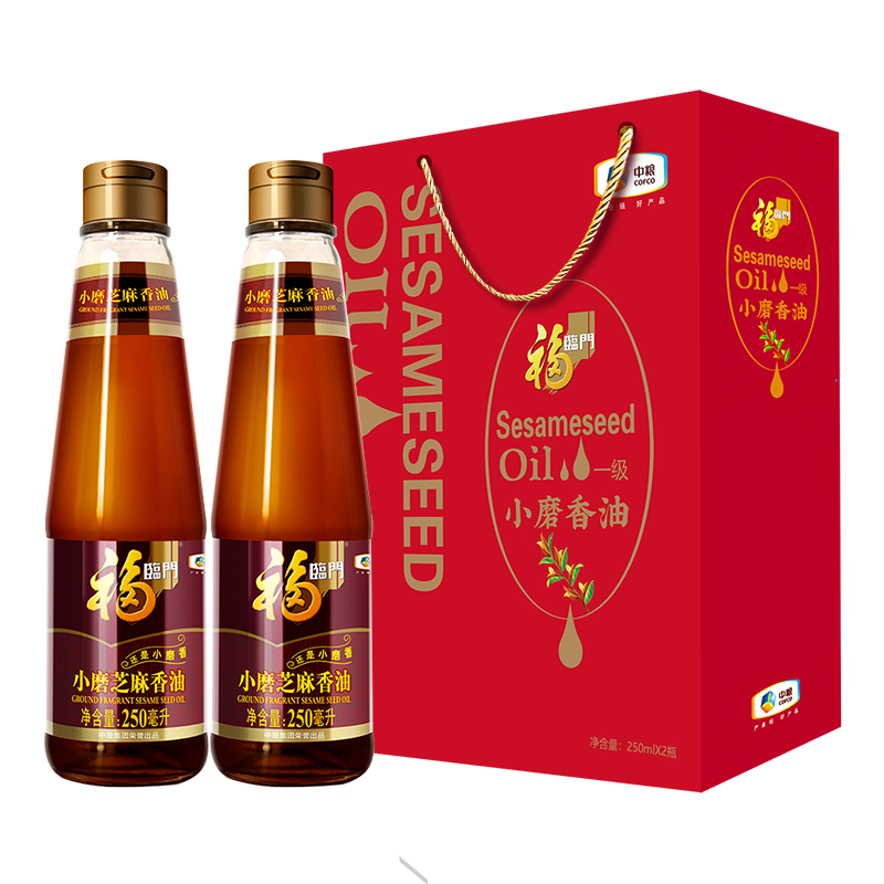 福临门 250ml*2瓶 中粮福临门小磨香油礼盒 250ml*2瓶  （单位：盒） 中粮福临门小磨香油礼盒 250ml*2瓶