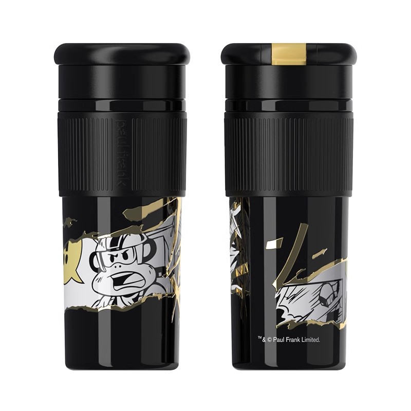 大嘴猴 PFD095 大嘴猴（Paul Frank）漫画风系列一杯三用保温杯PFD095-玄雾黑  （单位：个） 大嘴猴（Paul Frank）漫画风系列一杯三用保温杯PFD095-玄雾黑