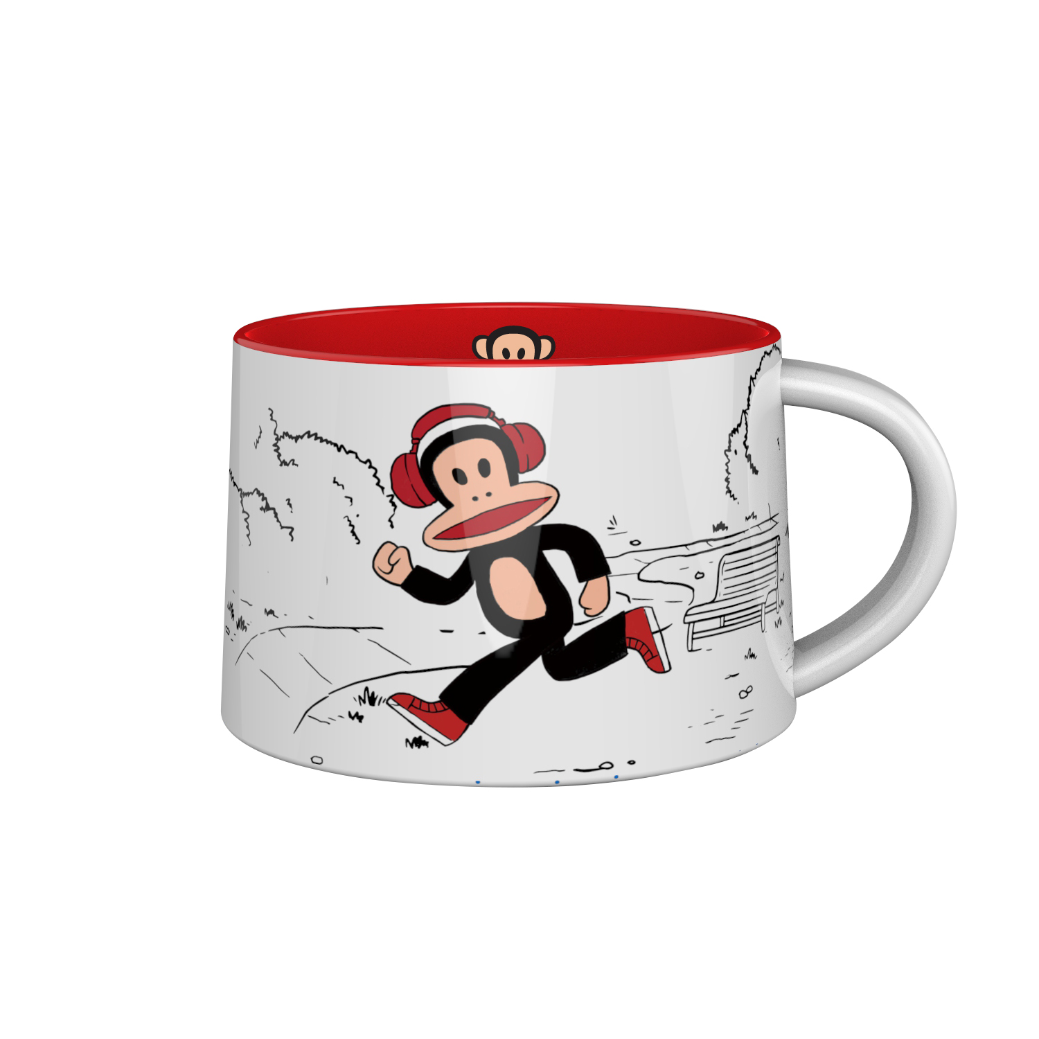 大嘴猴 HC505-400 大嘴猴（Paul Frank）健康彩釉创意陶瓷马克杯HC505-400-运动白  （单位：个） 大嘴猴（Paul Frank）健康彩釉创意陶瓷马克杯HC505-400-运动白