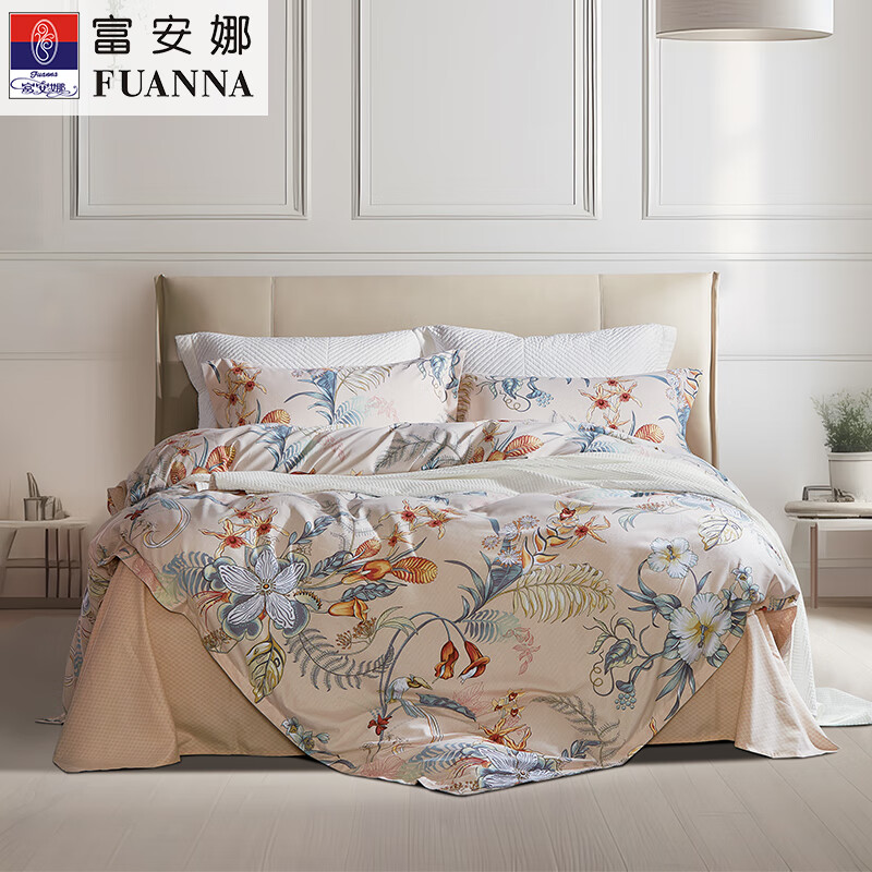 富安娜 被套203*229cm*1件床单230*250cm*1件枕套74*48cm*2件 富安娜磨毛四件套-鹊舞江南（被套203*229cm*1件 床单230*250cm*1件 枕套74*48cm*2件）  （单位：床） 富安娜磨毛四件套-鹊舞江南（被套203*229cm*1件 床单230*250cm*1件 枕套74*48cm*2件）